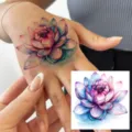 Watercolor lotus temporary tattoo sticker for hand arm body art decoration waterproof - HA231 / 8x8cm