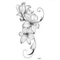 Temporary floral lily tattoo sticker black line art design for wrist and leg use. - Lily Vine Style (FO042) / 15x7CM
