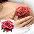 Waterproof realistic red rose temporary tattoo sticker for women and men body art - HA232 / 8x8cm