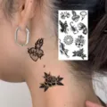 Chicano temporary tattoo sticker black dark style rose tiger snake body art waterproof. - HS143 / 9.8x5.8cm