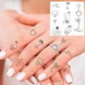 Minimalist temporary tattoo stickers featuring palm trees and waves for trendy finger body art decor. - Palm Tree Ocean Wave Pattern(HA177) / 8x8cm