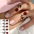 Autocollant de tatouage de rose pour doigt à transfert d'eau, art corporel floral chic pour femmes. - HS168