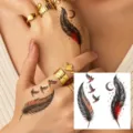 Temporary tattoo sticker featuring feather and flying bird design for hands and body art. - HA234 / 8x8cm