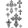 Stickers de tatouage temporaire croix noire avec divers designs vintage pour art corporel. - SS956