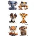 Set di adesivi per tatuaggi temporanei di animali cartoni animati simpatici cane elefante. - CD146 / 12x6.8cm