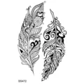 Autocollant de tatouage temporaire plume bohème design d'art corporel géométrique chic - SS472