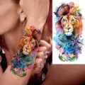 Waterproof watercolor lion temporary tattoo sticker for arm and leg body art fashion design. - WZ020 / 19.5x9.5cm