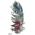 Waterproof feather temporary tattoo sticker colorful black blue red body art sticker - SW472