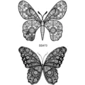 Sticker de tatouage temporaire papillon noir et blanc avec design floral mandala complexe. - SS473
