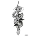 Temporary snake rose tattoo sticker waterproof body art transfer for hand and neck. - Snake Floral Pattern (SS893) / 9.8x5.8cm