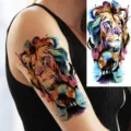 Waterproof watercolor lion temporary tattoo sticker for arm and leg body art design. - WZ023 / 19.5x9.5cm