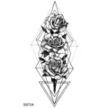 Adesivo per tatuaggio temporaneo rosa geometrica arte lineare nera per braccio collo - SS724