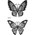 Autocollant de tatouage temporaire papillon en dentelle noire pour main et jambe, minimaliste. - SS474