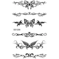 Hoja pegatinas tatuaje temporal mariposa tótem negro, arte corporal fresco para mano y cuello. - Totem de Mariposa y Vid(SS1256)