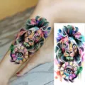 Watercolor Lion Temporary Tattoo Sticker Body Art Waterproof Arm Leg Tattoo Decal - WZ024 / 19.5x9.5cm