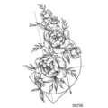 Adesivo per tatuaggio temporaneo floreale geometrico, design rosa nera dotwork per collo. - SS726