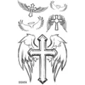 Autocollant de tatouage temporaire avec croix et ailes d'ange pour decoration corps - SS959