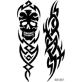 Adhesivo de tatuaje temporal de calavera tribal negra diseño de arte corporal impermeable - Totem de Cráneo Gótico(SS1257)