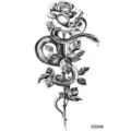 Temporary tattoo sticker featuring a detailed snake and rose design for body art style. - Snake Floral Pattern (SS896) / 9.8x5.8cm
