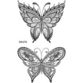 Autocollants de tatouage temporaire papillon en dentelle noire et blanche art corporel - SS476