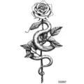 Fashion Snake and Rose Temporary Tattoo Sticker for Hand and Neck Body Art Decor - Snake Floral Pattern (SS897) / 9.8x5.8cm