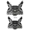 Autocollant de tatouage temporaire de hibou géométrique noir art tribal étanche design - SS1331
