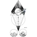 Adesivo per tatuaggio temporaneo universo geometrico con Saturno, montagna e onde. - MZ116