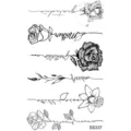 Foglio di tatuaggio temporaneo floreale minimalista con rose e testi per decorare artisticamente il corpo. - SS337