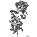 Adesivo per tatuaggio temporaneo con motivo a rosa in bianco e nero per il corpo. - SS666