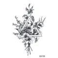 Adesivo tatuaggio temporaneo floreale geometrico impermeabile,schizzo nero,collo mano tatuaggio. - SS728