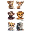Simpatici adesivi per tatuaggi temporanei di animali cartoni animati per bambini e adulti arte. - CD152 / 12x6.8cm