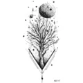 Adesivo per tatuaggio temporaneo con albero universo geometrico, arte corporea nera. - MZ117