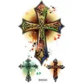 Croix tatouage temporaire autocollant style gothique art corporel transfert etanche sku - SW243
