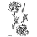 Adesivo per tatuaggio temporaneo rosa nera e bianca, design artistico floreale per il collo. - SS667