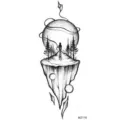 Adesivo per tatuaggio temporaneo isola galleggiante montagna universo impermeabile braccio. - MZ118