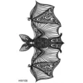 Autocollant de tatouage temporaire chauve-souris avec motifs mandalas pour l'art corporel. - HW108