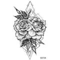 Adesivo per tatuaggio temporaneo rosa geometrica arte lineare nera modello SS729 - SS729
