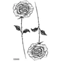 Adesivo per tatuaggio temporaneo di rosa in bianco e nero minimalista per mano, collo e corpo. - SS668