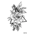 Tatuaggio temporaneo con rosa nera e bianca e un bellissimo design di triangolo geometrico. - SS730