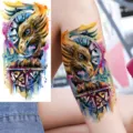 Waterproof watercolor eagle temporary tattoo sticker for arm and leg body art decoration - WZ029 / 19.5x9.5cm
