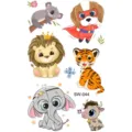 Simpatici adesivi per tatuaggi temporanei di animali per bambini, colorati e impermeabili. - SW044 Animali dei Cartoni Animati / 9.8x5.8cm