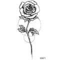 Adesivo per tatuaggio rosa, design d'arte lineare floreale nera, tatuaggio temporaneo per braccio. - SS671