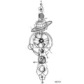 Adesivo per tatuaggio temporaneo con pianeti cosmici, fiori e design geometrico a linee. - MZ121