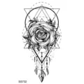 Adesivo per tatuaggio temporaneo rosa geometrica occhio, arte lineare nera per braccio. - SS732