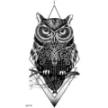 Adesivo per tatuaggio temporaneo gufo geometrico nero bianco braccio gamba arte del corpo - XZ176 (Gufo Geometrico)