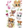 Cute cartoon animal temporary tattoos sticker sheet for kids body art decoration fun - SW045 Cartoon Animals / 9.8x5.8cm