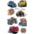 Foglio di adesivi per tatuaggi temporanei di camion cartone animato, body art per collo. - SW090 / 9.8x5.8cm