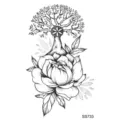 Adesivo per tatuaggio temporaneo albero floreale nero e bianco per collo e mano stile. - SS733