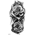 Adesivo tatuaggio temporaneo rosa nera design floreale arte del corpo impermeabile - XZ177 (Doppia Rosa)