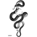 Water transfer snake moon tattoo sticker, minimalist black line body art for hand or neck. - Snake Floral Pattern (SS904) / 9.8x5.8cm